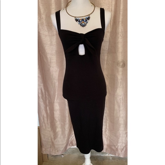 F21 Black Tie Front Body Dress - Picture 2 of 5